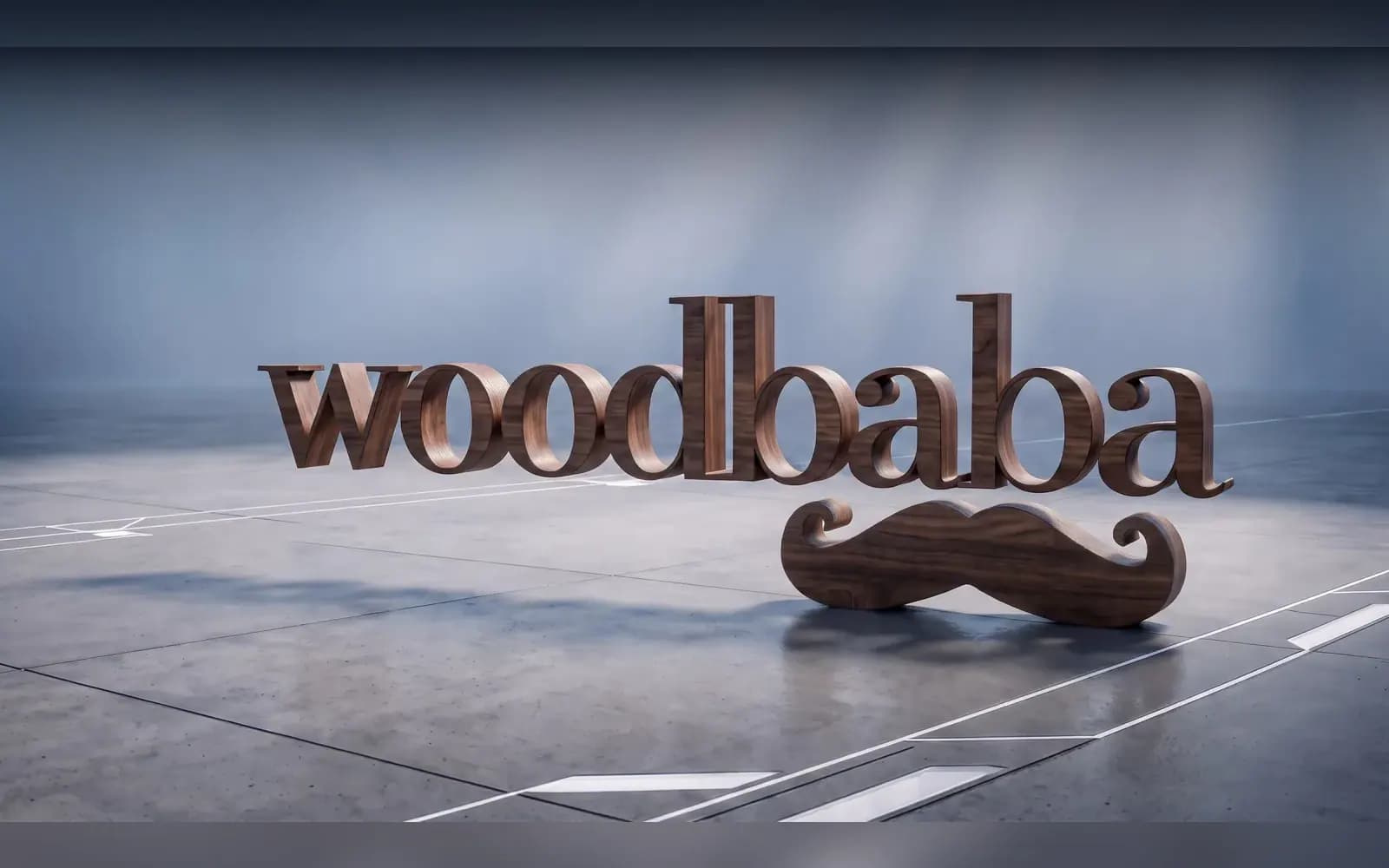 Woodbaba Furniture 3D logo sahnesi; logo ve kurumsal kimlik, marka filmleri işi